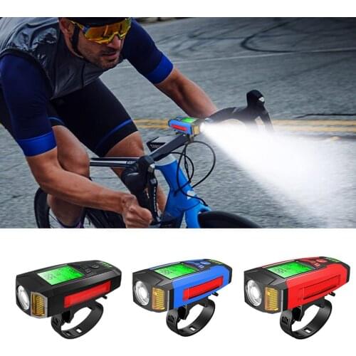 3 in 1 Bike Light USB Bicycle Front Lights 5 LED Waterproof Flashlight Handlebar Cycling Headlight With Horn Bicycle Accessories