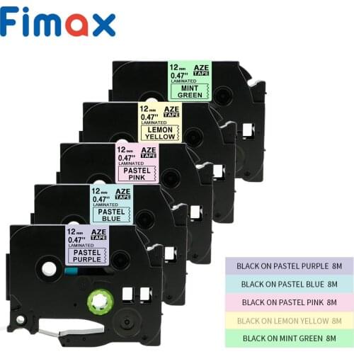 5 Pack P touch Label Tapes Purple Blue Pink Yellow Compatible for Brother Tze231 TZe 231 MQF31 MQ531 MQE31 Laminated Cassette