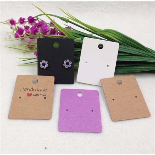 50pcs/lot Small Cute Ear Stud Kraft Display Card mini Eardrop Earring Ornament Paper Tag Custom Logo Cost Extra