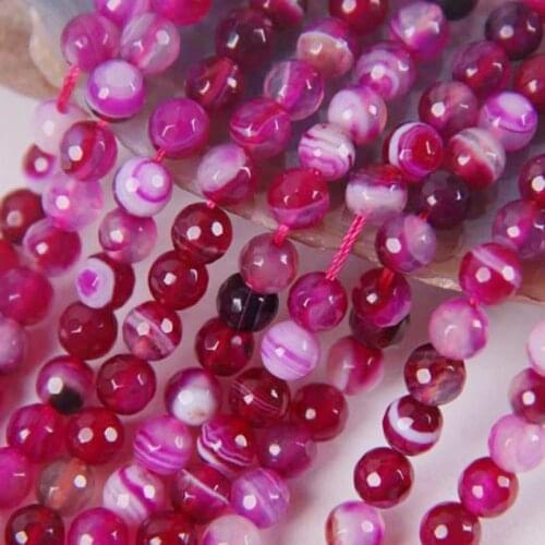 6MM Red Veins Carnelian Faceted Loose Beads 15 Inch Jewelry Making D101