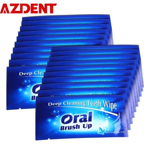 AZDENT 200pcs/lot Deep Cleanning Teeth Wipe Whiter Dental Care Oral Brush Up Teeth Whitening Remove Residue Stains Professional