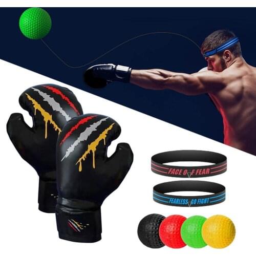 Boxing Reflex Ball Bouncy Fight Speed Ball Boxing Ball With Headband Training Fitness Exercise Equipment With Boxing Gloves