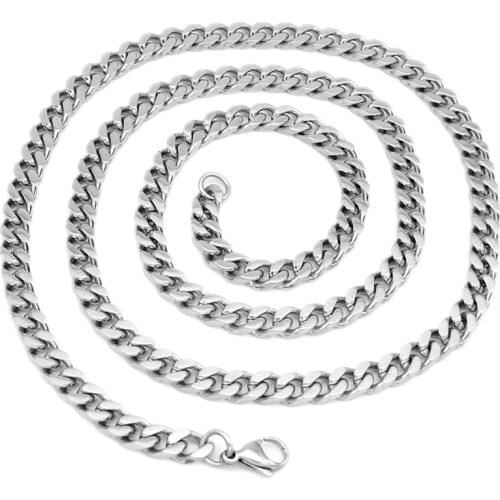 CHIMDOU 6MM Wide Flat Chain 316L Stainless Steel Neckalce Unisex Faddish For Men 28inch Chain Link Hiphop Jewelry AN027