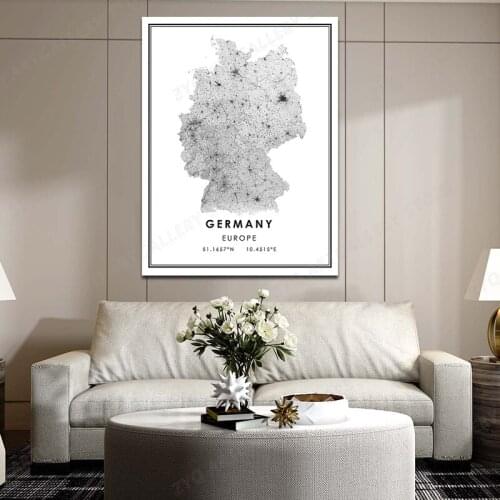 Black White Line City Map Poster GERMANY Nordic Canvas Painting Prints and Posters Wall Art Pictures for Home Decor