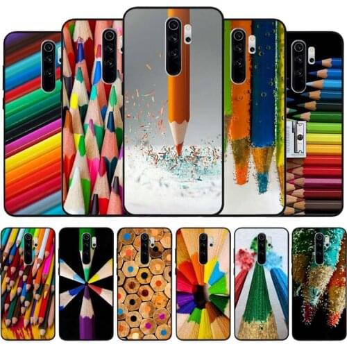 Rainbow Macro Pencil black Silicone Phone Case For Redmi note 9 8 7 Pro S 8T 7A Cover