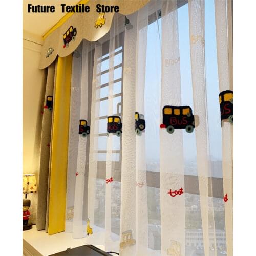 Children curtain yarn boy shading Nordic window screen Cartoon Curtain finished bedroom living room partition curtain net red