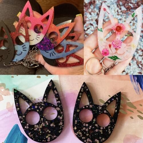 DIY Super Glossy Self-defense Keychain Crystal Epoxy Resin Mold Silicone Mould A0NF