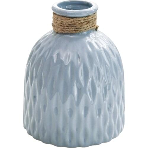 Ceramic Flower Vase Dried Flowers Home Plant Arrangement Corrugated Pot 15 X 11 X 4cm 15x11cm White Bule Shelves Office Ceramics