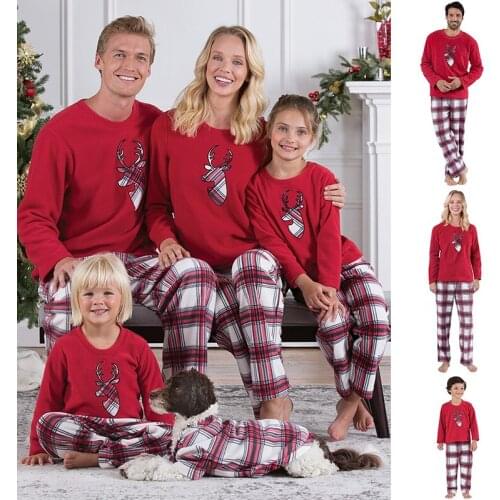 2 Piece Christmas Family Matching Outfits Adult Kids Pajamas Set Xmas Party Clothes New Year Mommy and Me Clothes Sleepwear