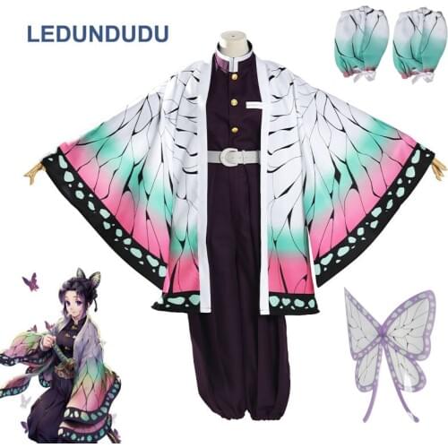 Demon Slayer Kimetsu no Yaiba Cosplay Costumes Kochou Shinobu Women Girls Uniforms Party Suit for Halloween and Cos Capes