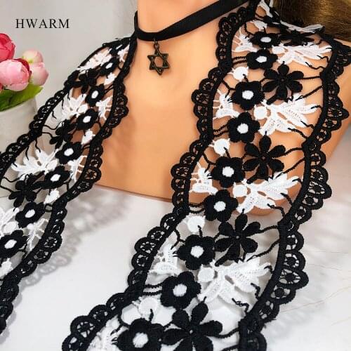 5yard Black And White Mixed Color Water Soluble Embroidery Fabric Lace Womens Dress Accessories Sewing Trim Craft Wedding Decor