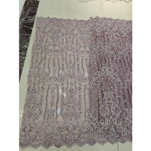 Lace fabric latest heavy beaded embroidery African tulle fabrics S-5186810 lace popular style