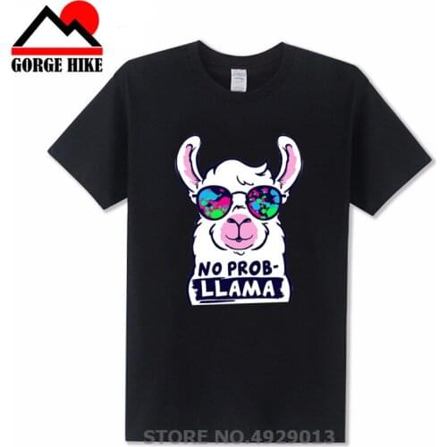 Mens Magical Animal T-Shirt No Prob Llama Funny Harajuku Product Clothes for Women Alien tshirt Cartoon Graphic T Shirt Tops