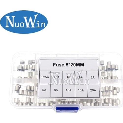 Fast Quick Blow Glass Tube Assortment Kit, 5x20MM, 0.25A,0.5A 1A 2A 3A 5A 8A 10A 15A 20A/250V+ Box