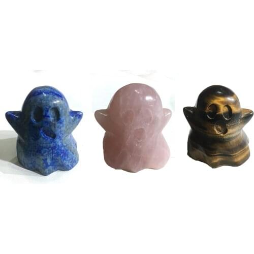Natural Quartz Crystal Ghost Figurine Hand Carved Crystal Gemstone Ghost Healing Crystal Halloween Gift Home Decoration