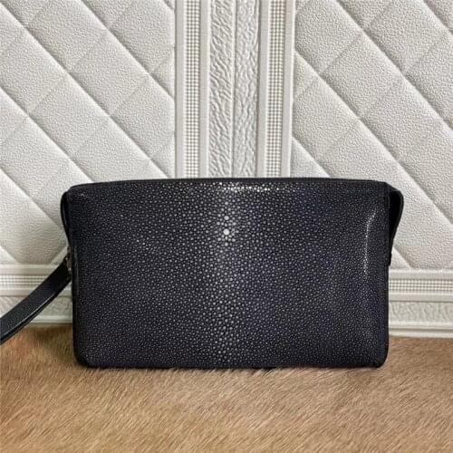 Authentic Real Stingray Skin Businessmen Small Portable Passcode Wristlets Clutch Bag Genuine Exotic Leather Male Card Purse