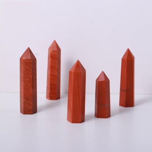 5-8cm Natural Red Gem Wand Red Jasper Point Crystal Tower Mine Energy Ore Hexagonal Prism For Healing Decor