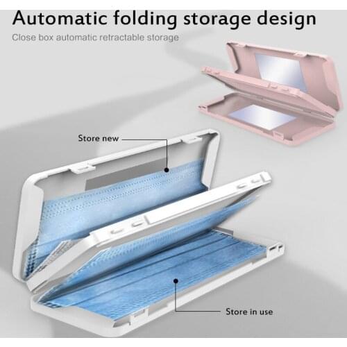 Durable Mask Box Portable Mask Case Storage Organizer Double Layer Face Shield Holder with Mirror Mask Storage Cloth Bag