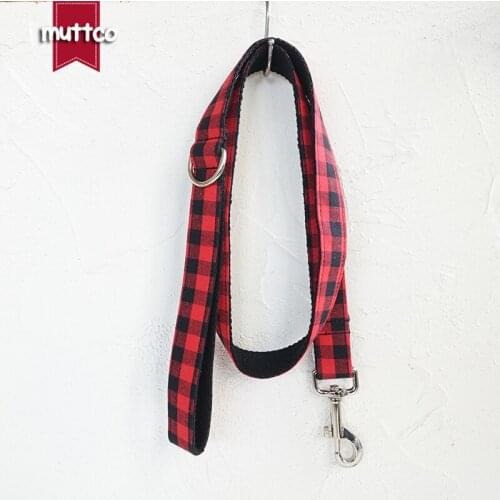 MUTTCO handmade pet leash THE RED BLACK PLAID adjustable dog collar pet products walking training dog leash 5 sizes UDL074