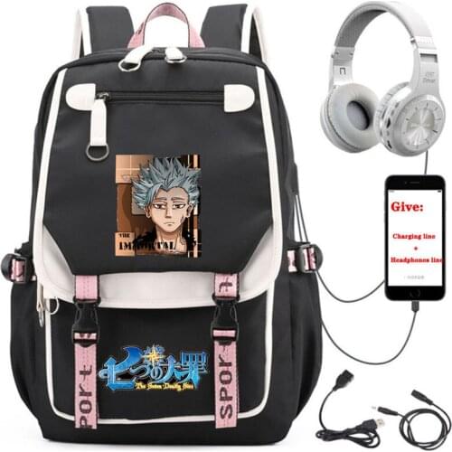 Anime The Seven Deadly Sins backpack Unisex Travel Backpack student School book Bag USB Charging teenagers Laptop packsack