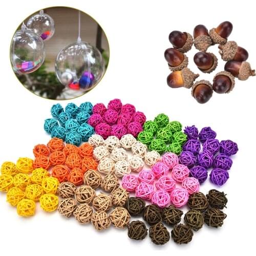 Mixed 3cm/5cm 1/10PCS Round Shape Rattan Ball Sepak Takraw for Christmas Birthday Party & Home Wedding Party Decoration