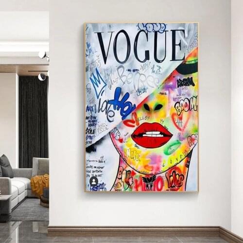 Modern street graffiti fashion woman HD prints on canvas wall art prints and posters, frameless for living room decoration