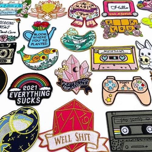 Prajna Iron On Letter Flower Embropidered Patches For Clothing Thermoadhesive Patches Cartoon Applique Rainbow Patch On Clothes
