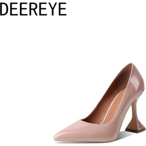 Womens Pointed Toe Wine Glass High Heel Slip-on Pumps Snake Printing Nude Suede Patent Leather 10CM Dress Party Office Shoes