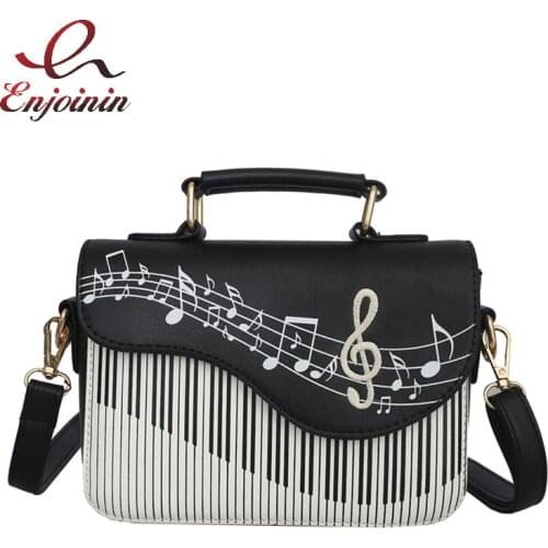 Embroidered Musical Notes Piano Shape Purses and Handbags for Women Fashion Casual Shoulder Bag Party Clutch Fun Ladies Mini Bag