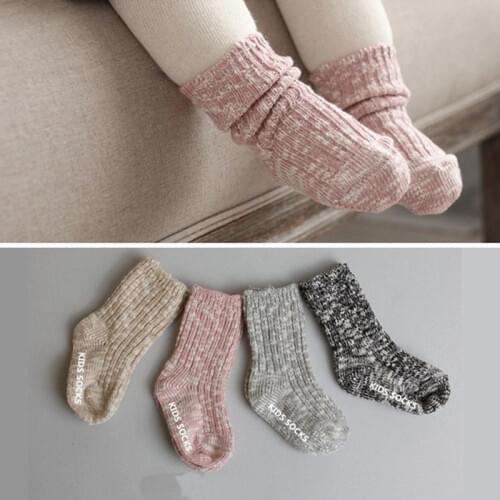 2016 Fashion Pure Cotton Coarse Needle Flowers Baby Non-slip Meias/Calcetines Children Bamboo Cotton Breathable Baby/Kids Socks