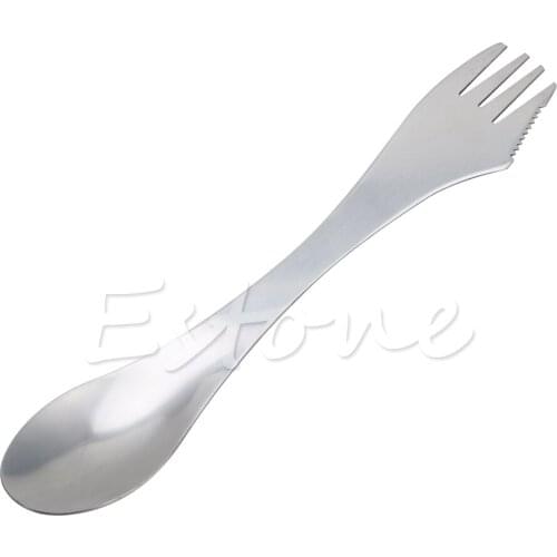 2020 New Outdoor Camping Hiking Cookout Picnic 3 in 1 Spork Stainless Steel Fork Spoon