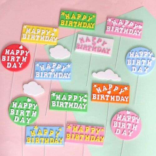 3D DIY Stereo Macaron Happy Birthday Cake Toppers for Birthday Cake Decor Candy Color Happy Birthday Topper Baby Shower Princess