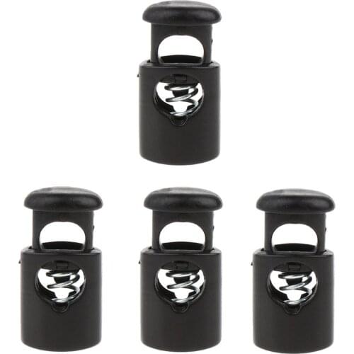 4pcs Black Plastic Toggles Spring Stop 1-3mm Drawstring Rope Cord Locks