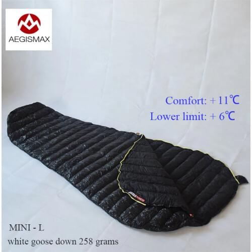 Free shipping 200*86 cm Aegismax outdoor ultralight mummy type white Goose down camping spring and autumn sleeping bag
