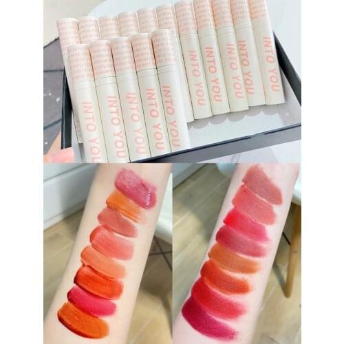 Into You Lip Gloss Velvet Matte Airy Lip Glaze Mirror Surface Lip Tint Liquid Lipstick Long-Lasting Waterproof Women Lip Makeup
