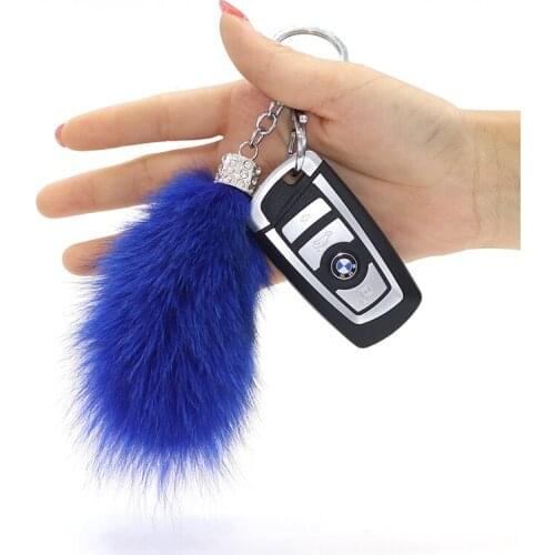 Keychains Pendant Car-Key-Ring Real Fox Fur Bag Hang Pendant Mini New-Fashion Accessories