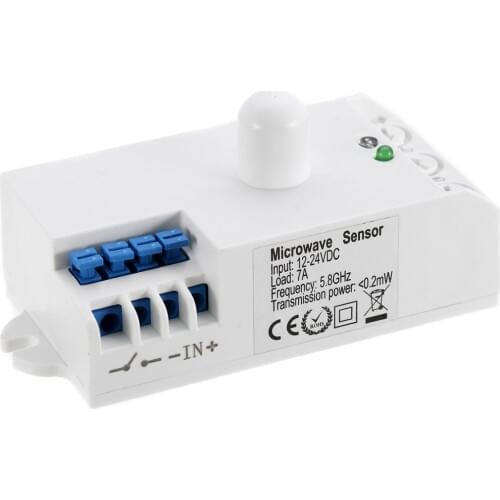 DC 12V-24V 5.8GHz Microwave Radar Motion Sensor Body Motion Sensor Induction Switch for Home Light Switch