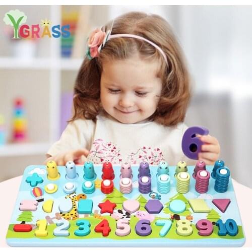 Montessori Baby Toy 1 Year Math Toys Color Shape Sorter Kids Games Educational Matching Number Alphabet Stacking Magnetic Fish