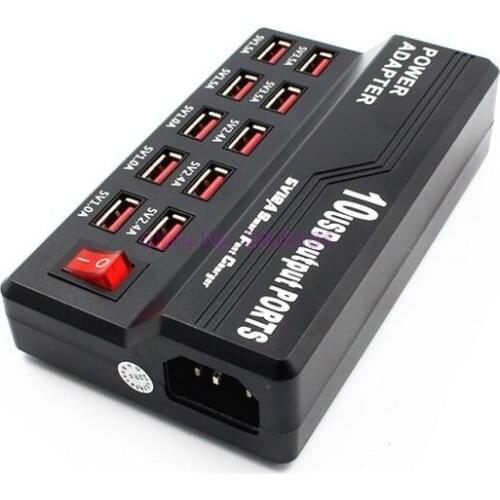 Dhl or fedex 50pcs Multifunctional High Speed 10-Port USB HUB AC to DC Power Socket USB hubs Charging Station