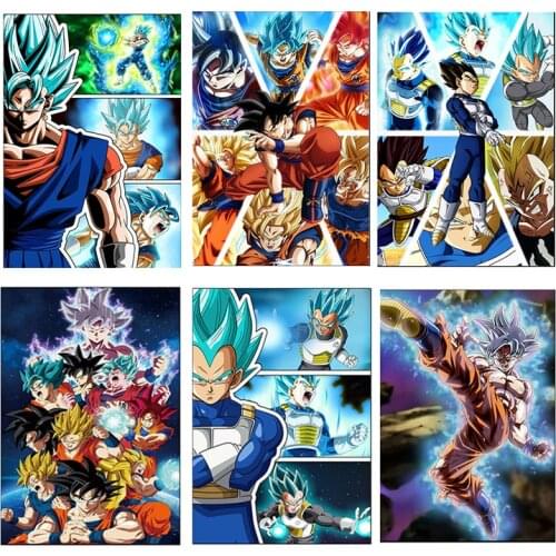 Dragon Ball Goku Super Saiyan Art Watercolor Poster Canvas Painting Mural Home Living Room Wall Picture Decoration Cudros