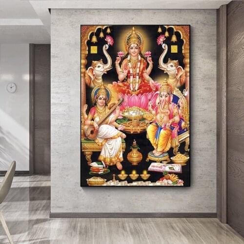 Hindu Gods Lord Ganesha Krishna Canvas Painting Abstract Modern Prints and Posters Wall Art Pictures for Living Room Home Decor