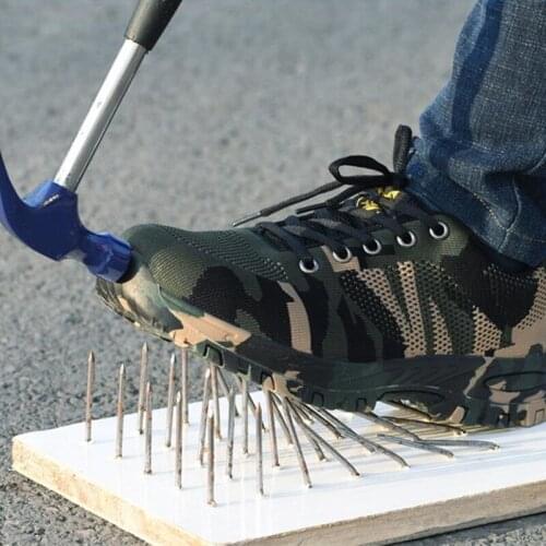 Camouflage Steel Toe Shoes Army Boots Non-slip Safety Shoes for Men Anti-puncture Platform Work Boots Anti-smash Safety Boots