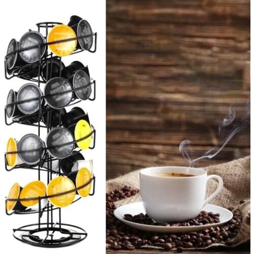 Coffee Pod Carousel Spins 360 Degrees Coffee Pods Storage Shelves 30 Pod Organizer Compatible with Gusto