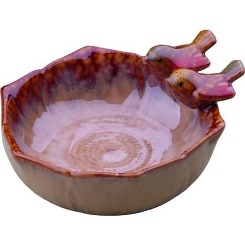 CERAMIC BIRD FEEDER BATH BOWLS BIRDFEEDER FOR GARDEN DECORATION