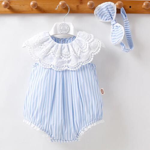 Newborn Baby Girls Jumpsuit Lace Stripe Toddler Baby Girl Cotton Romper Summer Infant Baby Girls Clothes
