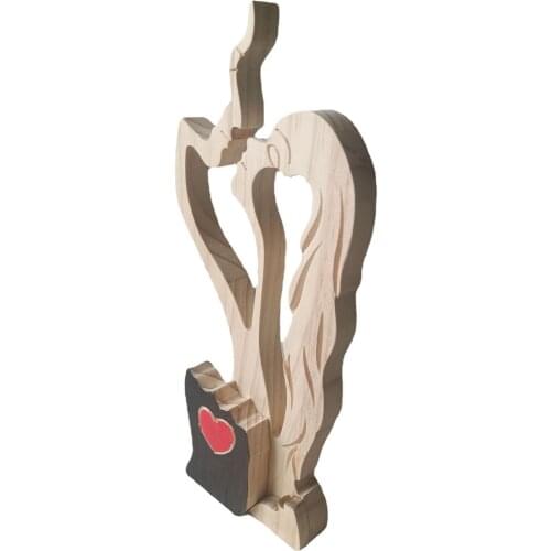 Minimalist Wooden Decor Modern Craft Carving Loving Couple Abstract Cabinet Art Ornament for Home Shelf TS2