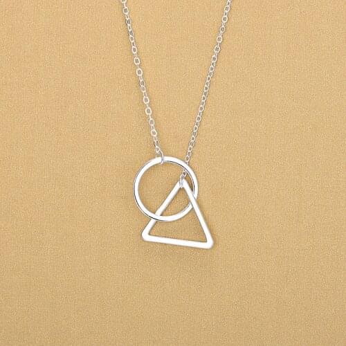Fashion Irregular 925 Sterling Silver Circle & Triangle Pendant Necklaces For Women Best Gifts Jewelry