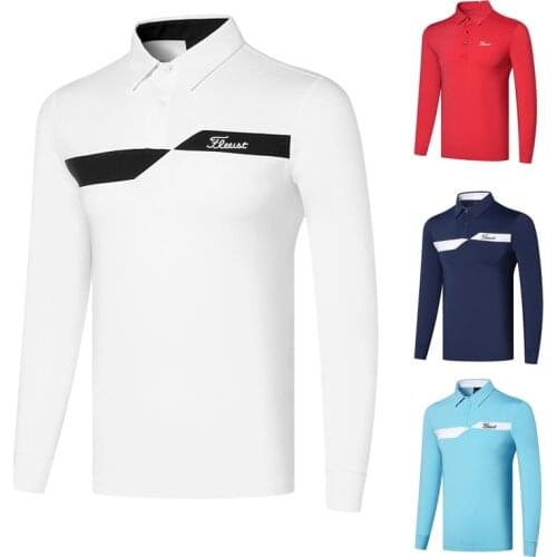 Mens Golf T-shirt Spring Autumn Sports Long Sleeve Shirt Dry Fit Breathable Polo Shirt for Men Golf Wear