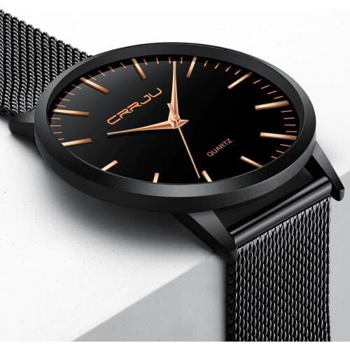 CRRJU Ultra thin Fashion Male Wristwatch Top Brand Luxury Business Watches Waterproof Scratch-resistant Men Watch Clock Relogio