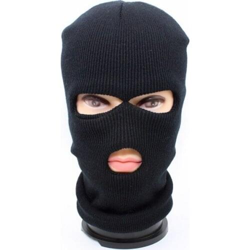 Winter warm three-hole masked windproof earmuffs 100% acrylic knitted hat mens anti-terrorism helmet earmuffs